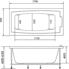 Акриловая ванна 1Marka One Aelita 170x90 01аэ1790