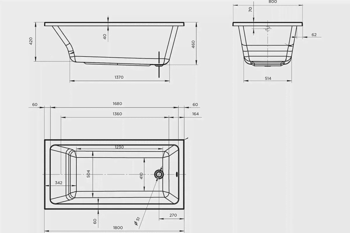 Ванна акриловая Marka One Bianca 180x80 01бья1880 прямоугольная-4