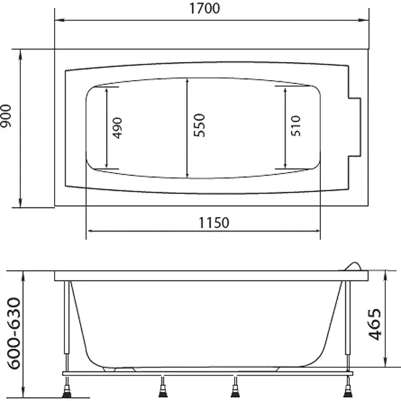 Акриловая ванна Marka One Aelita 170x90 01аэ1790