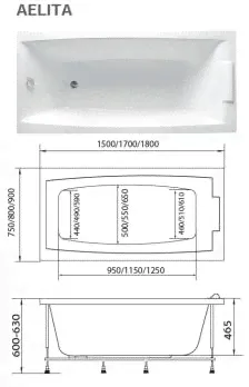 Ванна акриловая Marka One AELITA 170x90 белая 01аэ1790-0