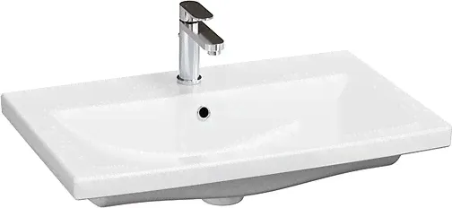 Тумба с раковиной Marka One Mix 70Н с 3 ящиками, белый глянец, ручки рейлинг-4