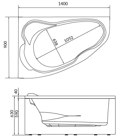 Ванна Marka One Lil 140x90 L 1лил1490л-2