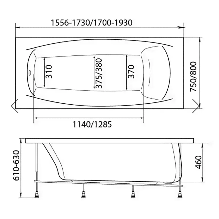 Акриловая ванна Marka One Pragmatika 173х75 01пр17375-1