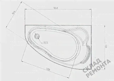 Ванна 140*90, Marka One, акриловая, Lil (R)-1