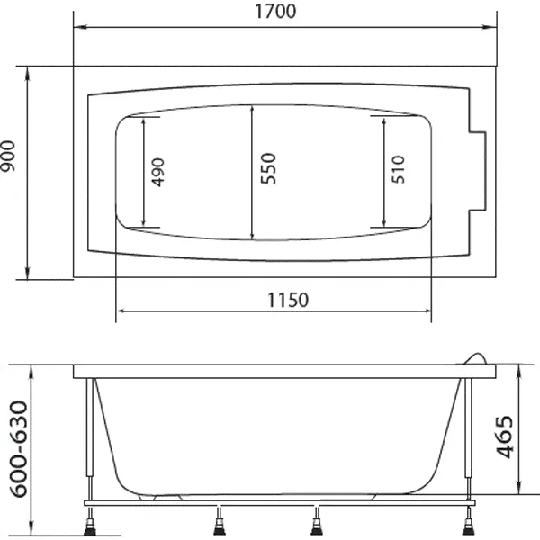 Акриловая ванна Marka One Aelita 170x90 01аэ1790-2