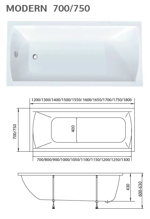 Ванна Marka One Modern 170х70 01мод1770-3