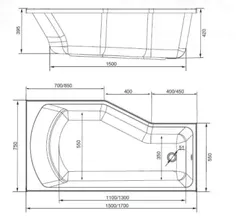 Ванна акриловая Marka One Convey 150x75 L 01кон1575л левая белая