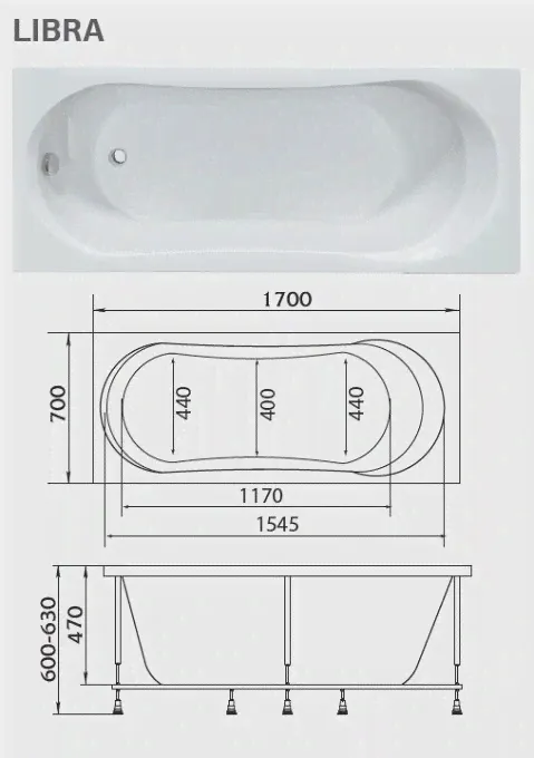 Ванна акриловая Marka One LIBRA 170x70 01ли1770-0