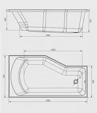Ванна акриловая Marka One Convey 150x75 R 01кон1575п